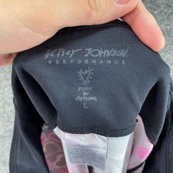 Betsey Johnson Activewear Leggings Women L Large Black Geometric Mid Rise Capri - Picture 8 of 9